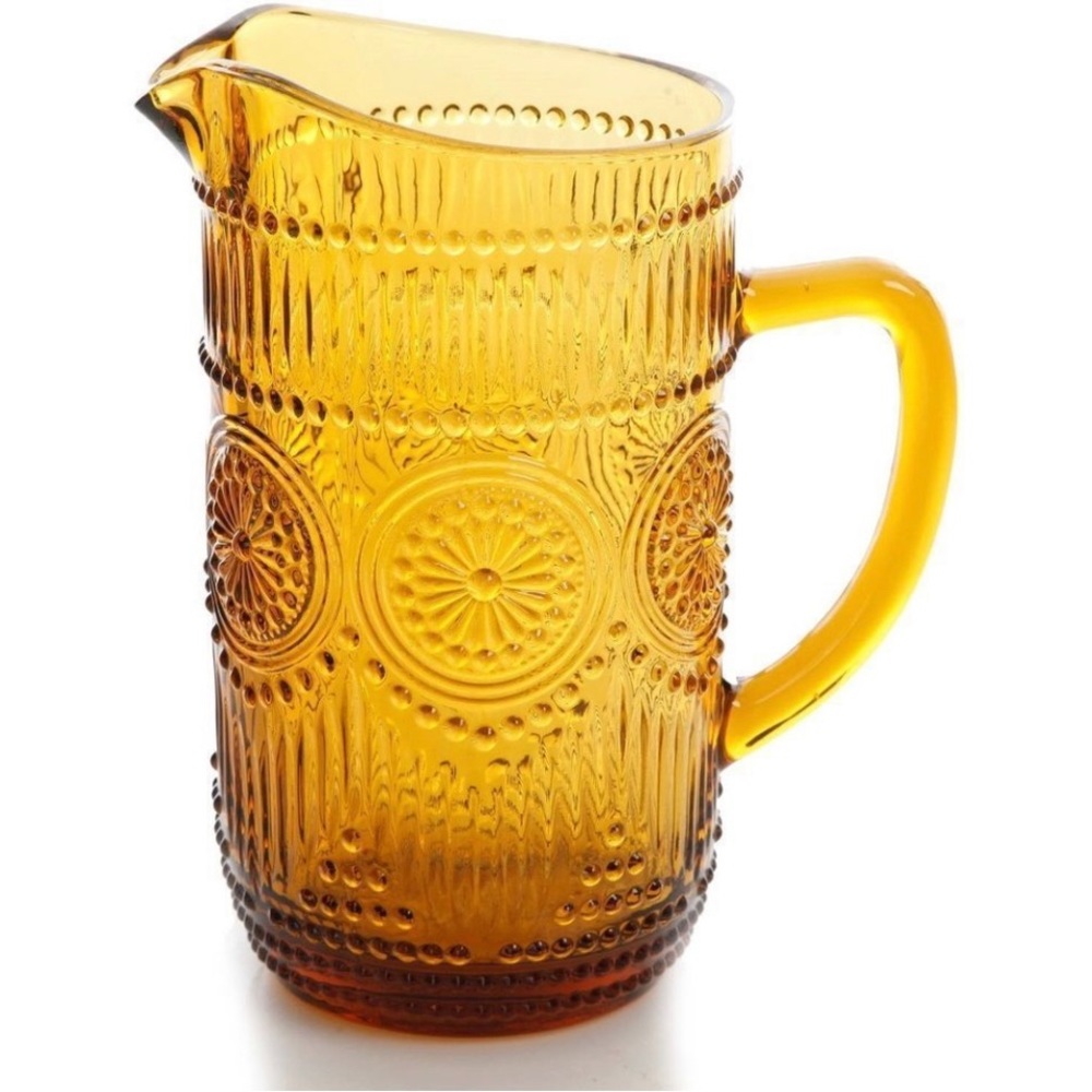 The Pioneer Woman Adeline Embossed Water Pitcher, Amber, 54-Ounce